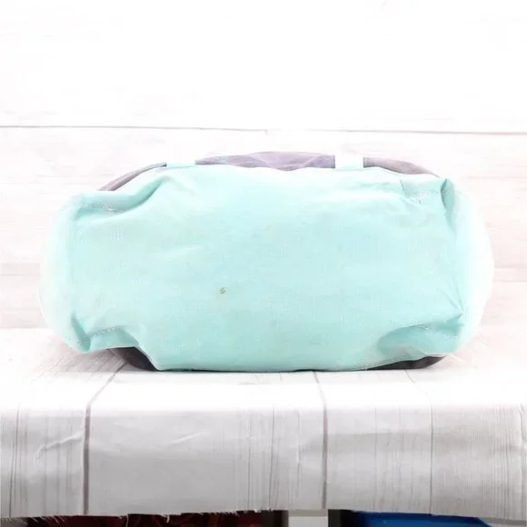 Vintage LL Bean Boat & Tote Canvas Butterfly Print Bag Navy Teal Rare USA Made - Picture 7 of 9